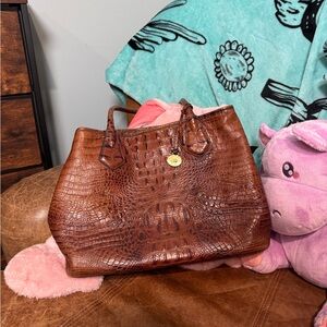 Brahmin Croc Embossed Leather Melbourne Tote in the color Pecan